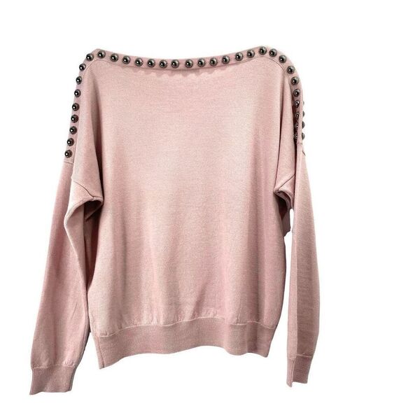 Rebecca Minkoff wool silk cashmere blend beaded‎ embellished sweater Size S pink - Picture 6 of 7